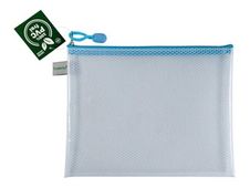 FolderSys - Valisette à fermeture éclair - pour documents, pens, tools - pour A5 (148 x 210 mm) - bleu pastel transparent