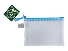 FolderSys - Valisette à fermeture éclair - pour A6 (105 x 148 mm) - bleu pastel transparent