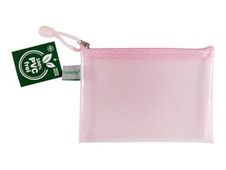 FolderSys - Valisette à fermeture éclair - pour A6 (105 x 148 mm) - transparent pastel red