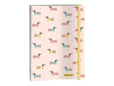 ONLINE - Carnet à puce - A5 - 72 feuilles / 144 pages - pointillé - dachshund - rose - carton plat