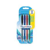 PAPER MATE® FLEXGRIP ULTRA™ 4 stylos bille rétractables - Noir, Bleu, Rouge, Vert - Pointe Moyenne