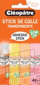 Cléopatre - Boite de 4 bâtons Pastel de colle TRANSPARENTE - Cléostick - Adhésive en 8g
