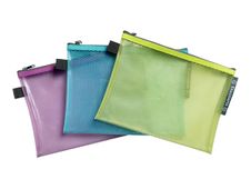 Exacompta Pop'N Co - Pochette à fermeture éclair - pour A5 (148 x 210 mm) - citron vert, cyan, lilas