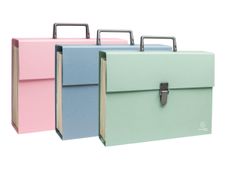 Exacompta AutentiK - Trieur à soufflet - 18 compartiments - pour A4 (210 x 297 mm) - bleu gris, rose bonbon, vert sauge