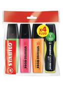 3 Surligneur fluos STABILO BOSS ORIGINAL + 1 STABILO GREEN BOSS jaune