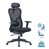Fauteuil de bureau SUN - accoudoirs - appuie-tête - noir