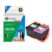 Cartouche compatible HP 302XL - Pack de 2 - noir, cyan, magenta, jaune - G&G