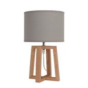 Lampe de Bureau BECKER - bois et tissu gris