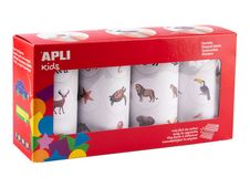 APLI kids - Rouleau adhésif - 360 pièces - oiseaux, animaux marins, terrestrial animals, exotic animals - 30 feuilles - permanent (pack de 4)