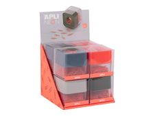 APLI Neon - Dispensador de clips - azul-gris, naranja, gris, verde oscuro (paquete de 8)