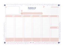 Oxford Floral - Semainier - de bureau - semainier - 60 feuilles - 7 colonnes - A4 (210 x 297 mm) - paysage - non daté