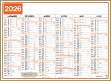 Oberthur Classique - Planificateur - fixation murale - 2015 - visualisation de 6 mois - 520 x 405 mm - daté