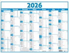Calendrier Classique - 7 mois par face - 210 x 265 mm - bleu - Oberthur