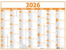 Calendrier Classique - 7 mois par face - 210 x 265 mm - orange - Oberthur