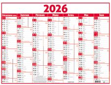 Calendrier Classique - 7 mois par face - 320 x 420 mm - rouge - Oberthur
