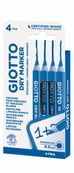 GIOTTO Dry Marker - 4 marqueurs - pour tableau blanc, ardoise - bleu