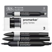 WINSOR & NEWTON - ProMarker tons gris - marqueur double pointe - noir gris clair 4 gris clair 1 - encre à base de colorant d'alcool - large / petit