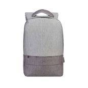 Sac à dos antivol Rivacase 7562 pour ordinateur portable 15,6" - Gris/Mocha avec port USB intégré - 15L