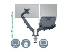 Leitz Ergo- bras double pour écran et PC - 17"- 32"- Faible  encombrement - Métal - Gris foncé