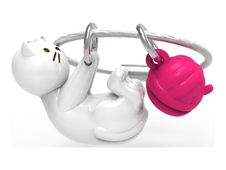 Metalmorphose - Porte-clés - chat blanc et sa pelote de laine