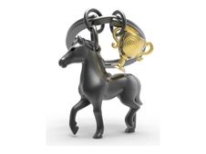 Metalmorphose - Porte-clés - cheval noir et son trophée