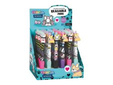 Colorino School - Stylo à bille effaçable chien - encre gel - bleu - avec gomme