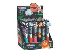 Colorino School - Stylo à bille effaçable animaux sauvages - encre gel - bleu - avec gomme