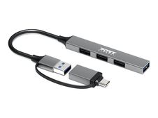 PORT Connect - Hub - USB-C/USB-A - 3 x USB 2.0 + 1 x SuperSpeed USB