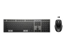 HP 725 - Ensemble clavier et souris - multi-appareils, rechargeable, alimenté par SuperCapacitor - full size - sans fil - 2.4 GHz, Bluetooth - Français - noir tombée de nuit - Smart Buy