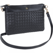 Oberthur Lisbonne - Sac Bandoulière Noir – Élégant en Mix-Matière Tressé/Lisse, Poche Avant Aimantée, Bandoulière Amovible