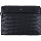 Oberthur Lisbonne - Housse Ordinateur 15,6'' Noir – Élégante et Protectrice, Mix-Matière Tressé/Lisse, Poche A4, Intérieur Mousse