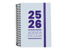 Mimbek - Agenda - 2025-2026 - página de día - encuadernado espiral - A5 (148 x 210 mm) - azul claro - cartón