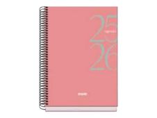 Dohe SYSTEM - Agenda - 2025-2026 - vista de la semana - encuadernado espiral - A5 (150 x 210 mm) - 72 hojas - rosa - cartón recubierto de papel laminado