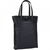 Oberthur Lisbonne - Sac Cabas Noir – Grand Sac à Main Femme pour Ordinateur 15,6'' – Élégant Effet Tressé et Lisse, Multi-Poches, Fermeture Zippée