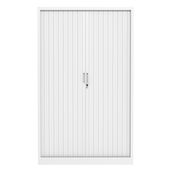 Armoire haute à rideaux - L120 x H198 x P43 cm - corps blanc/rideau blanc