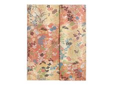 Paperblanks Japanese Kimono - Journal - reliure piquée - ultra - 180 x 230 mm - 72 feuilles / 144 pages - papier crème - uni - kara-ori - couverture orange