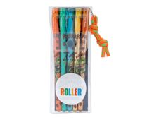 Depesche Vertrieb Dino World Collection - Roller - dinosaures - orange éclatant, bleu paillettes, vert à paillettes, or pailleté, bronze paillettes - encre gel (pack de 5)
