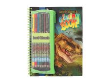 Dino World - livre à colorier (relié par spirale) - avec coloured pencils