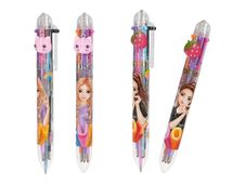TOPModel - 6 crayons à bille de couleur - disponible en différents designs - noir, rouge, orange, pourpre, rose, bleu - encre gel - rétractable
