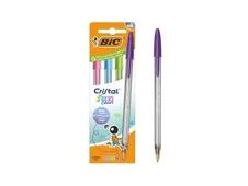 BIC Cristal fun - Bolígrafo - rosa, púrpura, turquesa, lima (paquete de 4)