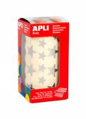 APLI kids - Adhésif décoratif - 2360 pièces - étoile - 12.5 / 19.5 mm - 59 feuilles - argent métallique - permanent - papier