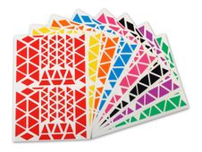 APLI kids - Jeu d'adhésifs de décoration - 2160 pièces - triangle - assorti - 18 feuilles - jaune, bleu, orange, noir, rouge, rose, vert, violet - permanent