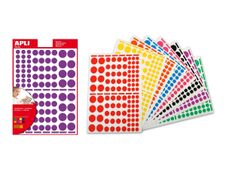 APLI kids - Jeu d'adhésifs de décoration - 1872 pièces - rond - assorti - 18 feuilles - jaune, bleu, orange, noir, rouge, rose, vert, violet