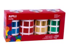 APLI kids - Jeu d'adhésifs de décoration - 5640 pièces - carré - 20 x 20 mm - bleu métallique, rouge métallique, orange métallisé, vert métallique - permanent - papier
