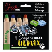 Boite de 4 crayons Ulmax + taille crayon et microfibre
