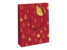 Clairefontaine Excellia - Sac cadeau grand 26,5 x 14 x 33 cm - indéchirable - boules - scintillating red