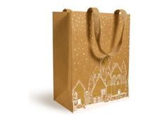 Logistipack - Sac cadeau - 18 cm x 10 cm x 23 cm - blanc brillant, impression dorée