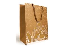 Logistipack - Sac cadeau - 25 cm x 13 cm x 33 cm - impression dorée, blanc brillant
