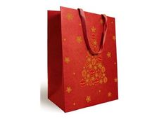 Logistipack - Sac cadeau - 25 cm x 13 cm x 33 cm - rouge, impression dorée