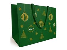 Logistipack - Sac cadeau - 20 cm x 10 cm x 17 cm - vert, impression dorée